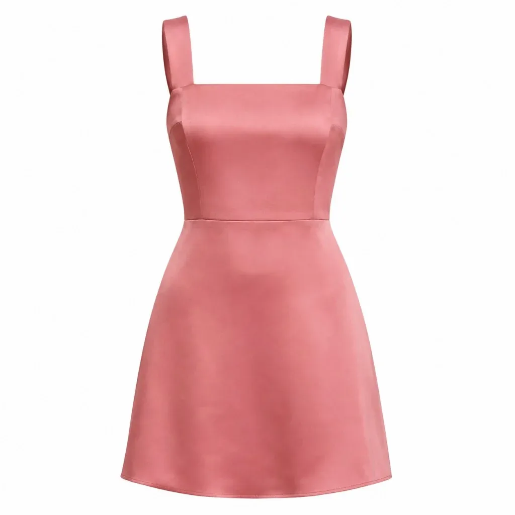 Dusty-rose square-neck mini dress